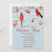 かわいい赤い深紅色ツリー雪クリスマス 招待状 (正面)