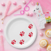 かわいい赤い犬の手のプリント ペーパープレート (パーティー)