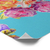 かわいい赤い狐の動物 ティール ローズ ばら ポスター (角)