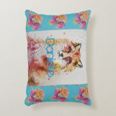 かわいい赤い狐の動物 ティール ローズ ローズ アクセントクッション (正面(垂直))