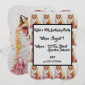 かわいい赤い狐の水彩画 16歳の誕生日招待状 招待状 (正面/裏面)