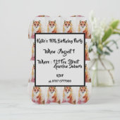 かわいい赤い狐の水彩画 16歳の誕生日招待状 招待状 (スタンド正面)