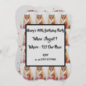 かわいい赤い狐の水彩画 40歳の誕生日招待状 招待状 (正面/裏面)