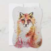 かわいい赤い狐の水彩画 40歳の誕生日招待状 招待状 (裏面)