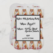 かわいい赤い狐の水彩 16歳の誕生日招待状 招待状 (正面/裏面)