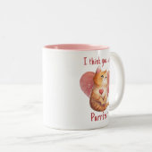 かわいい赤い猫のラブパンプン バレンタイン ツートーンマグカップ (正面右)