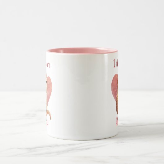 かわいい赤い猫のラブパンプン バレンタイン ツートーンマグカップ (中央)