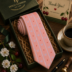 かわいい赤い甘いチェリーパターン ネクタイ