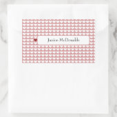 かわいい赤い白いハートの名前ラベルの愛 長方形シール (バッグ)