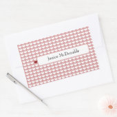 かわいい赤い白いハートの名前ラベルの愛 長方形シール (封筒)