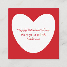 かわいい赤い白いハートの子供たちの教室バレンタイン エンクロージャーカード
