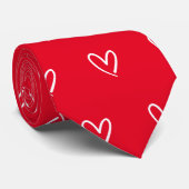 かわいい赤い白いハートバレンタインデーのパターン愛 ネクタイ (ロール)