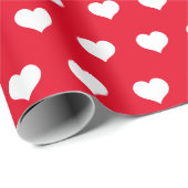 かわいい赤い白いハートバレンタインデーのパターン愛 ラッピングペーパー (ロールコーナー)