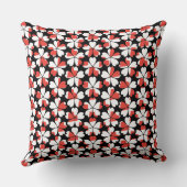 かわいい赤い白い花模様 クッション (裏面)