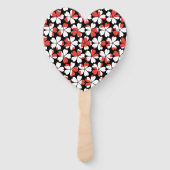 かわいい赤い白い花模様 ハンドファン (裏面)