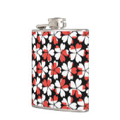 かわいい赤い白い花模様 フラスク (左)