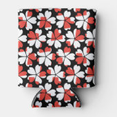 かわいい赤い白い花模様 缶クーラー (正面)