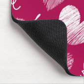 かわいい赤い白い落書きハートとラブスクリプト マウスパッド (コーナー)