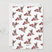 かわいい赤い白のブルドッグフランスのサンタハットクリスマス シーズンカード (裏面)