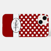かわいい赤い白の水玉模様レトロパターンモノグラム Case-Mate iPhoneケース (裏面 (横))