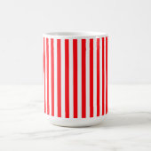 かわいい赤い白ストライプのおもしろいカフェ コーヒーマグカップ (中央)