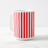 かわいい赤い白ストライプのおもしろいカフェ コーヒーマグカップ (正面左)