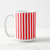 かわいい赤い白ストライプのおもしろいカフェ コーヒーマグカップ (左)