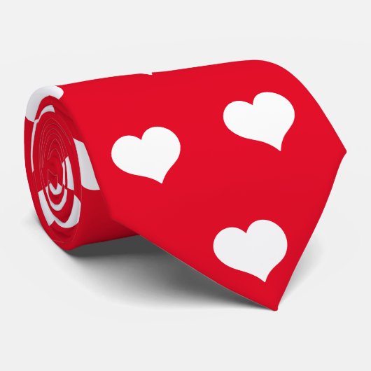 かわいい赤い白ハートバレンタインデーのパターン愛N ネクタイ (ロール)