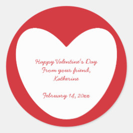 かわいい赤い白ハートバレンタインデー教室 ラウンドシール