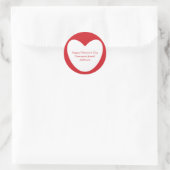 かわいい赤い白ハートバレンタインデー教室 ラウンドシール (バッグ)