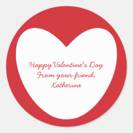 かわいい赤い白ハートバレンタインデー教室 ラウンドシール