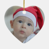 かわいい赤い白初めてのクリスマス祖父母の鹿 セラミックオーナメント (裏面)