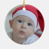 かわいい赤い白初めてのクリスマス祖父母の鹿 セラミックオーナメント (裏面)