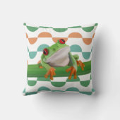 かわいい赤い目のツリーカエル幾何カラフル物 クッション (裏面)