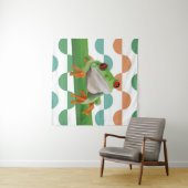 かわいい赤い目のツリーカエル幾何カラフル物 タペストリー (インサイチュ(横))