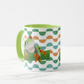 かわいい赤い目のツリーカエル幾何カラフル物 マグカップ (正面左)