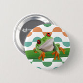 かわいい赤い目のツリーカエル幾何カラフル物 缶バッジ (正面&裏面)