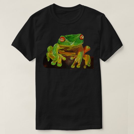 かわいい赤い目の熱帯性ツリーカエル切り出し Tシャツ (デザイン正面)