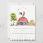 かわいい赤い納屋のひよこ農場水彩誕生日 サンキューカード (正面)