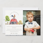 かわいい赤い納屋のニワトリ水彩写真の誕生日 サンキューカード (正面)