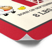 かわいい赤い納屋の農場動物の赤ちゃん誕生統計 ポスター (角)