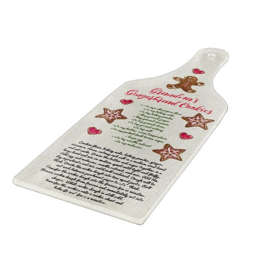 かわいい赤い緑のおばあちゃんのクリスマスクッキーレシピ カッティングボード (角)