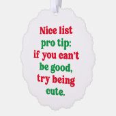 かわいい赤い緑のおもしろいペットの写真クリスマス オーナメントカード (左)