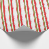 かわいい赤い緑のストライプクリスマスラッピング紙 ラッピングペーパー (角)