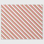 かわいい赤い緑のストライプクリスマスラッピング紙 ラッピングペーパー (フラット)