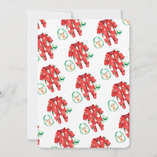 かわいい赤い緑のメリー小さなクリスマスベビーシャワー 招待状 (裏面)