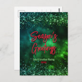 かわいい赤い緑の大理石アート新年 ポストカード (正面/裏面)