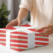 かわいい赤い緑の小妖精や小人の衣装ストライプのクリスマス ラッピングペーパーシート