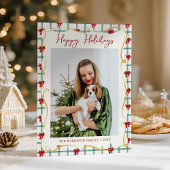 かわいい赤い緑の弓パターン幸せな休日1写真 シーズンカード