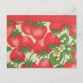 かわいい赤い緑の水玉模様イチゴ果実 ポストカード (正面)
